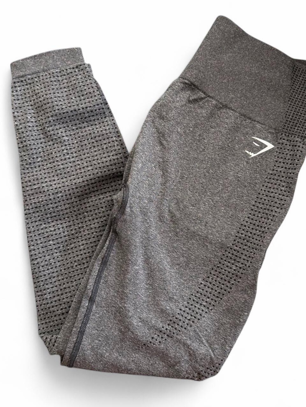 EUC Gymshark Gray Seamless High-Waist Leggings with Perforated Panels SIZE L